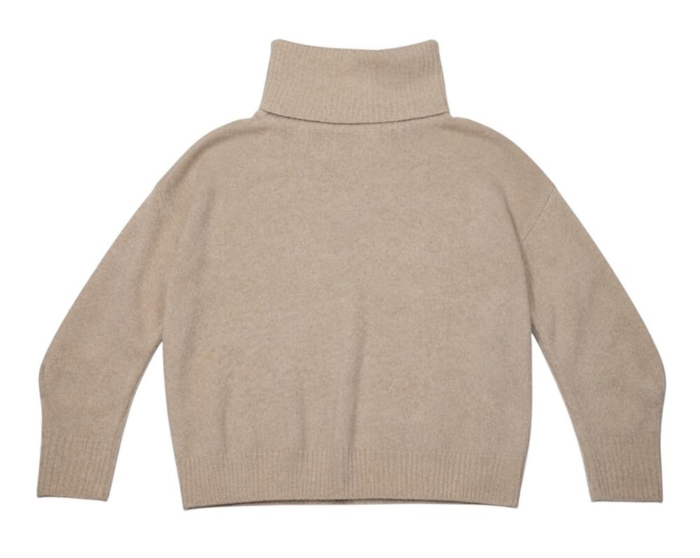 ICHI Kamara Alpaca Blend Turtleneck Knit Sweater Oatmeal Womens Medium Loose Fit